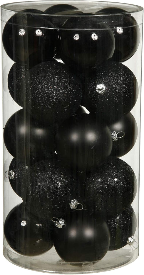 Vickerman 2.75" Black 4-Finish Ball Ornament Assortment - 20 per Box - Perfect Christmas Ornaments