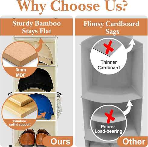 Closet 8 VERONLY Hanging Shoe Organizer for with Shelves,Mesh Pockets-Wider Hanging Shelves for Shoes,Clothes,Hats