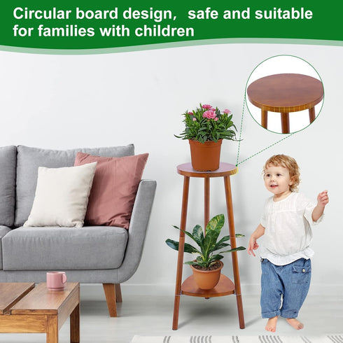 Eocogup Tall,2 Plant Stand Indoor Tier Convertible Wooden Flower Stand,Planter Stand,Multi-purpose Plant Shelf Indoor