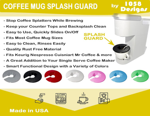 Coffee Mug Cup Splash Splatter Guard Screen compatible with Keurig and other single serve brewing machines by 1058 DESIGNS (Black)