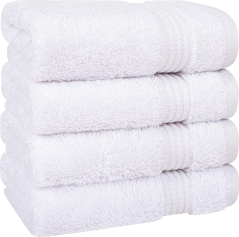 Cotton Paradise 100% Cotton Turkish Washcloth Set - 4 Piece Soft Absorbent Small Hand Face Towels