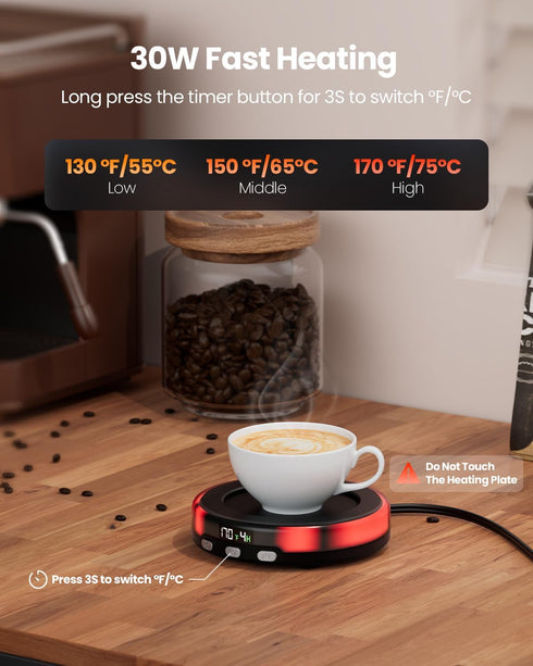 3 Settings, 2-9Hrs 3 Gaiatop Coffee Mug Warmer for Desk, Temp Timer, Colorful Romantic Atmosphere Light Modes, Stocking