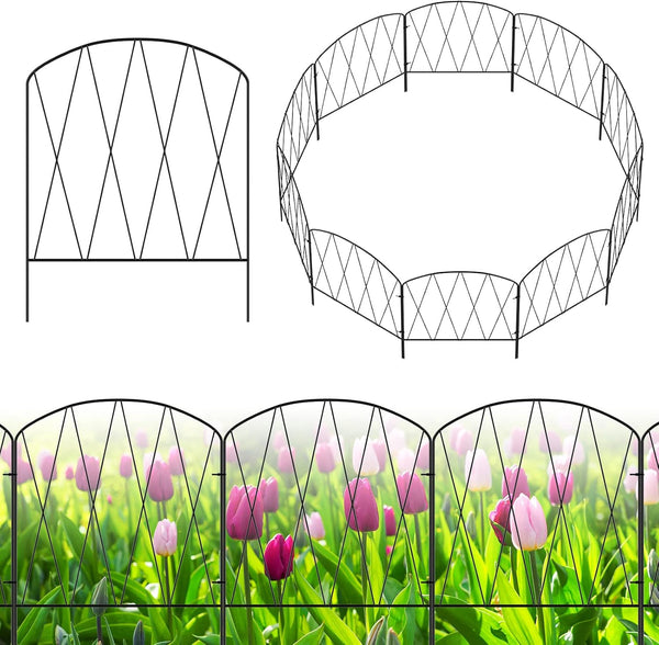 YBING 10 Pack Decorative Garden Fence, 11Ft (L) x 16in (H) Rustproof Arched Metal Border for Flower Bed Landscape