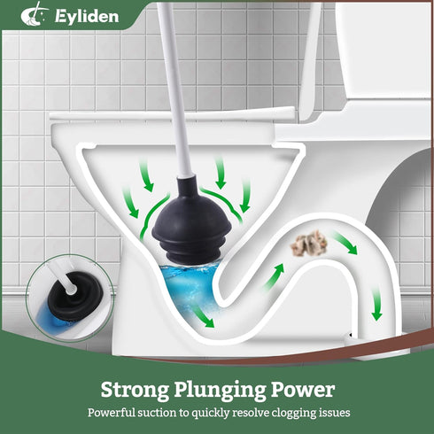 Eyliden Toilet Bowl Wand Kit and Plunger Combo - 10pcs Refills, Disposable Toilet Brush and Plunger with Holder Set,