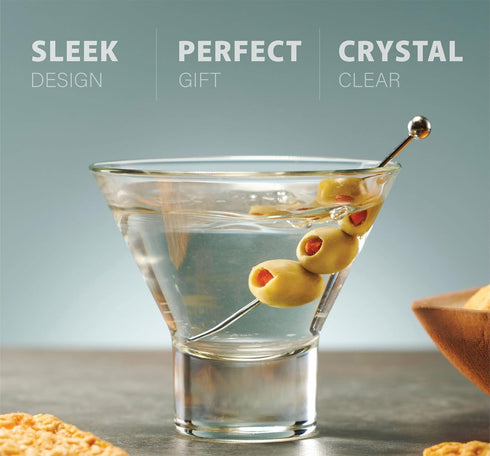 Godinger Martini Glasses, Set of 4 Italian Cocktail Glasses, 8oz Dessert Cups Made in Italy
