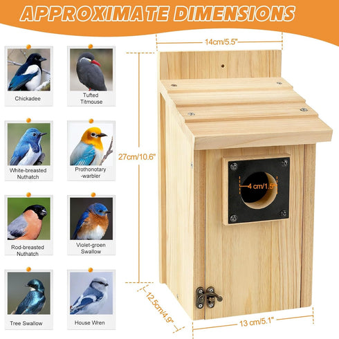 Rioychan 2 Pack Set Finch Wood Bird Houses for Outside with Paint for Bluebird Swallow Wren Chickadee, Crafts & DIY