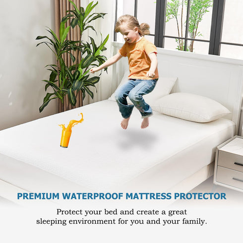 4-Layer 18'' SOCHOW Ultra Soft Premium Waterproof Mattress Protector Queen Size, Cooling Mattress Pad Cover with Deep