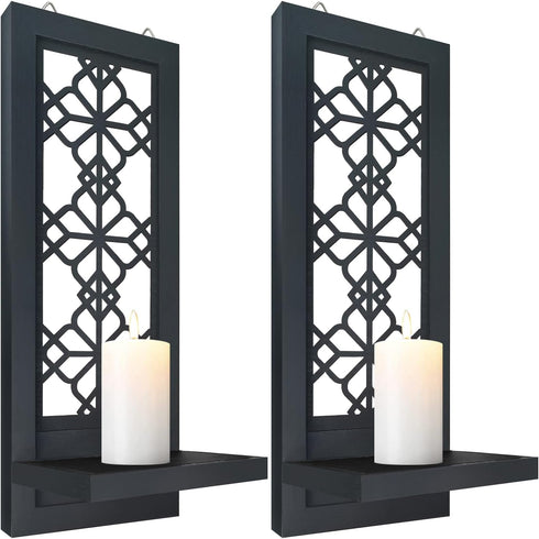 ZOLAPI Set of 2 Candle Sconces, Farmhouse Accent Wall Sconce, Black Candle