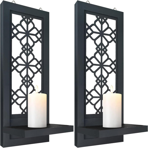 ZOLAPI Set of 2 Candle Sconces, Farmhouse Accent Wall Sconce, Black Candle