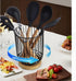 Utensil Holder for Kitchen Counter, Large Rotating Utensils Caddy for Farmhouse Cooking, Spatula Holder (Metal + Bamboo)