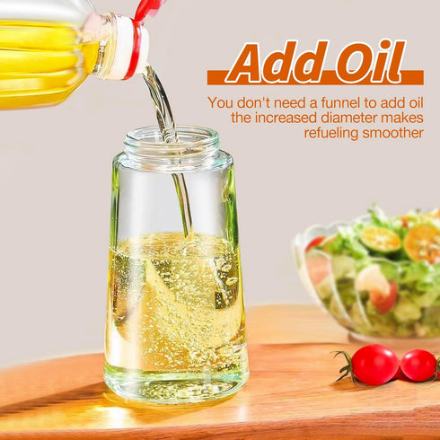 16oz/470ml Oil Sprayer for Cooking - 2 in 1 Olive Oil Dispenser Bottle, Premium Glass Oil Mister for Air Fryer, Salad,