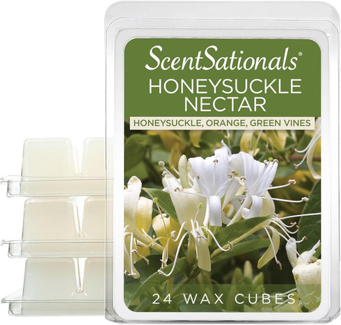 Scentsationals Wax Melts - Honeysuckle Nectar Strong Scented Melts for Warmer, 10oz (24-Cubes)