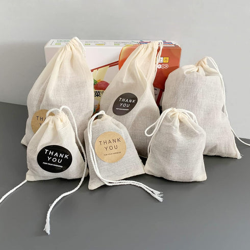 LOOKSGO 25 Pcs 5x7 Inch Muslin Bags, Cotton Drawstring Sachet Bags for Party, Wedding, Jewelry Supplies