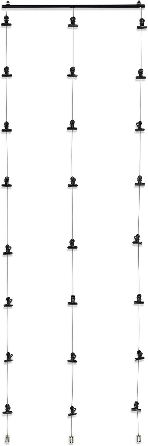 You Have Space WAJER Picture Hanging Kit with 24 Magnetic Clips for Pictures, Polaroids, Kids Crafts, Metal Black