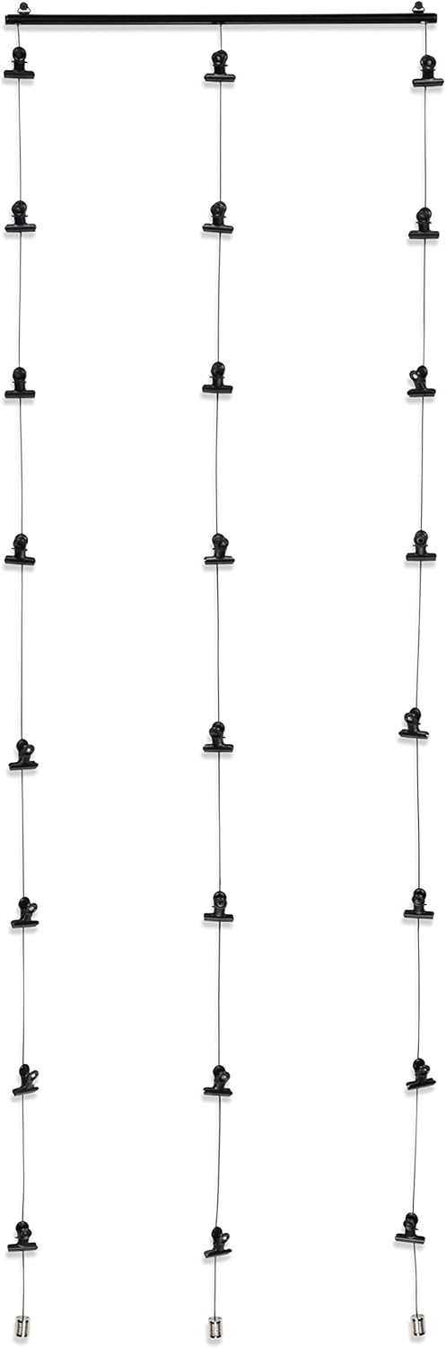 You Have Space WAJER Picture Hanging Kit with 24 Magnetic Clips for Pictures, Polaroids, Kids Crafts, Metal Black