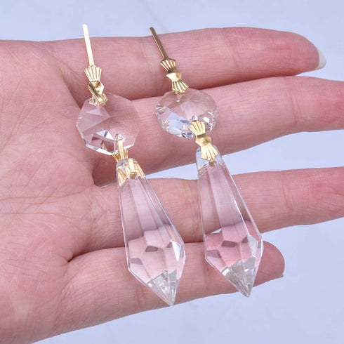 BronaGrand 20 Decoration,38mm,Gold Pieces Replacement Clear Chandelier Icicle Crystal Prisms Octogan Crystal Bead