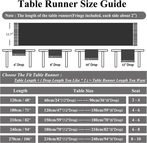 13 82 Inch Floral Jacquard Dining Table Runner with Fringe Elegant Natural End Table Runner for Graden Kitchen
