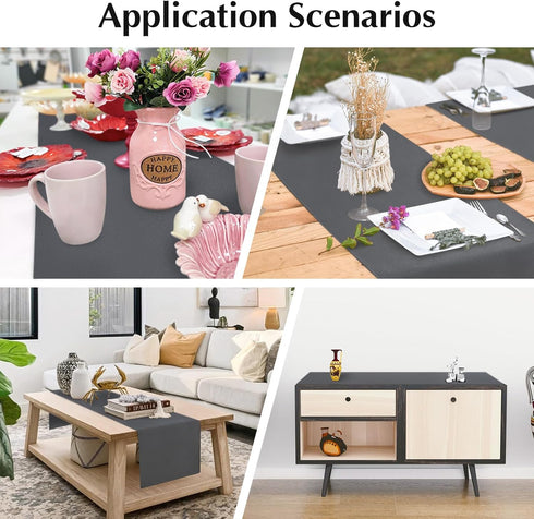 2 Pack 12 36 Inch Grey Small Short Table Runner x Solid Color Runners Coffee Table Dresser for Daily Party Home