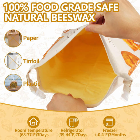 2 Pack Counter Bread Bags for Homemade Bread Sourdough - Beeswax Bread Bags for Sourdough with Bowl Cover, Reusable