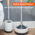 Full Circle Scrub Queen Bathroom Toilet Brush, White, Ceramic Holder, Replaceable Head, Mold & Mildew Prevention