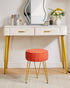 WBD009J IBUYKE Teddy Velvet Round Footrest Stool Ottoman, Makeup Vanity Stool Side Table, Velvet Dressing Table Seat