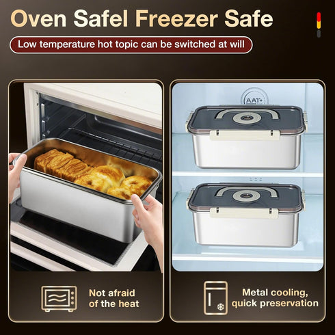 Stainless Steel Bread Box with Handle - a sealed bread storage container featuring a sealed lid and a handle, suitable