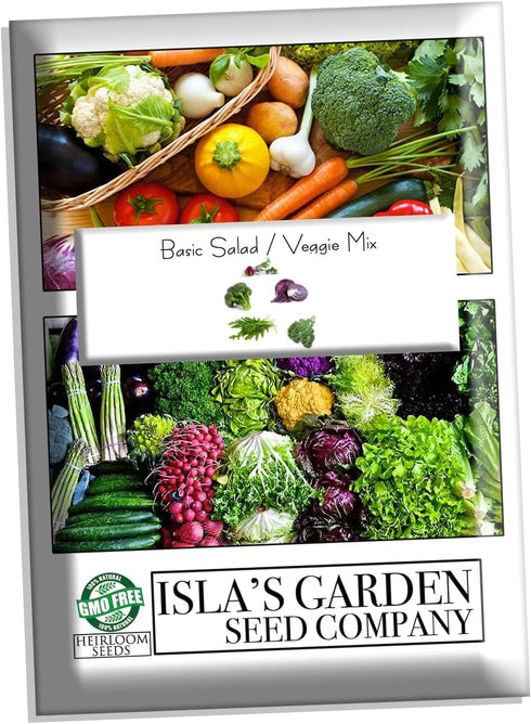500+ Packet, 5 Basic Salad Mix Veggie/Lettuce Seeds, Heirloom Seeds Per Non GMO Seeds, (Isla's Garden Seeds), Mix