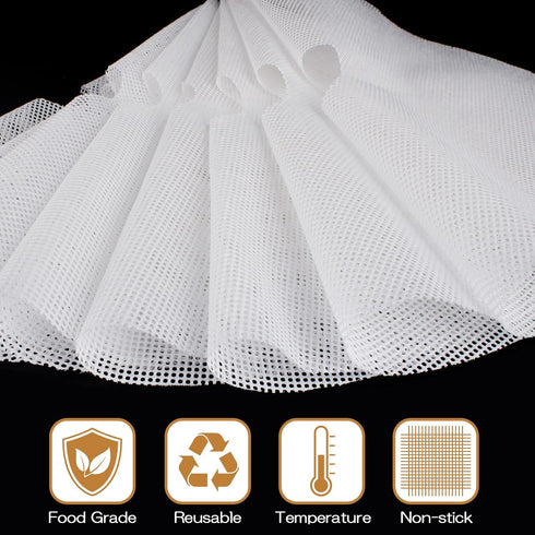 (8 Pack) Round Silicone Dehydrator Sheets, Dostk Premium Non Stick Silicone Mesh for Fruit Dehydrator, Dehydrator Tray Liner Reusable (Round 13" Diameter) by DOSTK