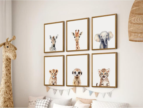 Joocrise Set 6 8x10 Inch Safari Nursery Wall Art Decor of Baby Animal Wall Art Kids Canvas Wall Art Safari Nursery