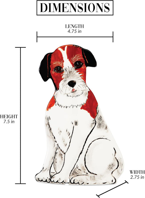Pavilion Gift Company Chloe-Jack Russell Small Dog Vase, Brown, White, Black