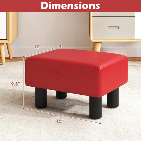 Giantex Small Foot Stool Ottoman, PU Leather Footrest with Storage, Padded Rectangle Footstool, Small Sofa Step Stool