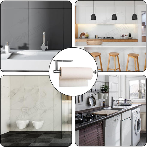 Paper Towel Holders, Self-Adhesive Under Cabinet Mount, Stainless Steel, for Kitchen, Pantry, Sink, Bathroom, Silver