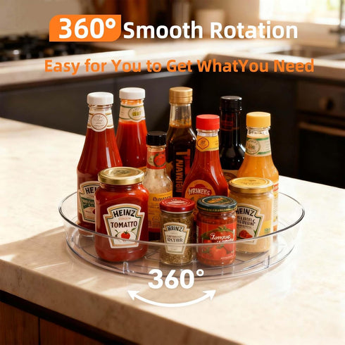 4 Pack 10 inch Countertop, 360-Degree Lazy Susan Turntable for Spice Organization | Clear BPA-Free Plastic Rotating