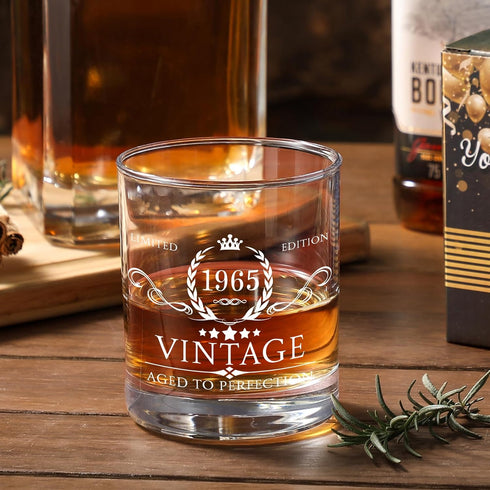 AOZITA 60th Birthday Gifts for Men, Party Supplies, 11oz Whiskey Glass for 60th Anniversary, Bday Gifts Ideas