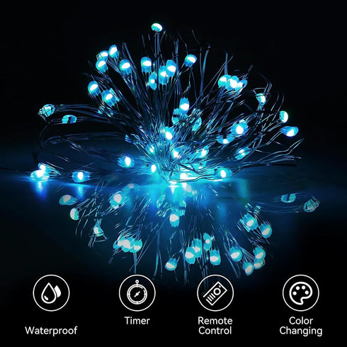 50 16.4Ft 2 Pack TenSteed Fairy Lights Battery Operated Twinkle Lights with Multicolor Changing, LED, Silvery Copper