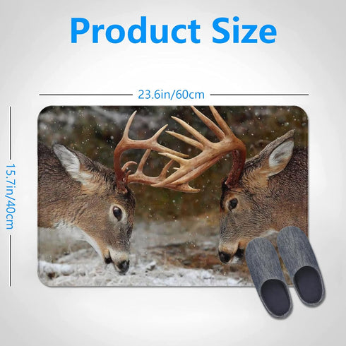 Deer Moose Bath Rugs - Machine Washable Non-Slip Bathroom Decor, Water Absorbent Welcome Mat for Kitchen & Bedroom, 16"