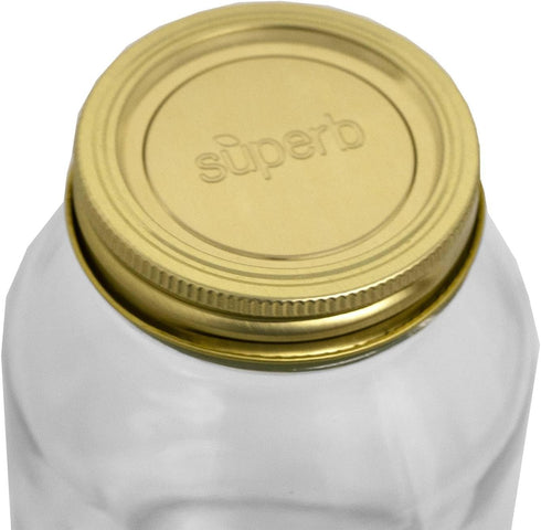 Canning Jars with Lids and Bands, Quart Size Regular Mouth Clear Glass Mason Jar, Pack of 4