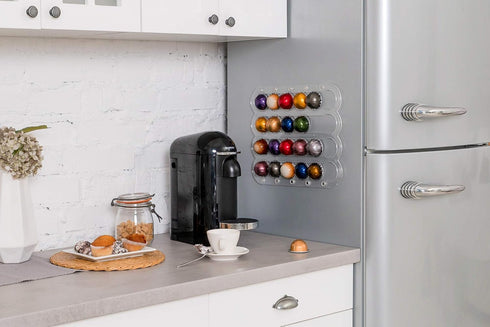 Demi's Home Magnetic Coffee Pod Holder for Nespresso Vertuo Capsules, Transparent Fridge Mount