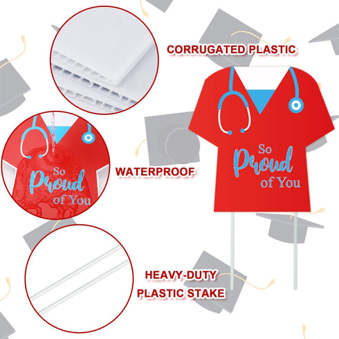8Pcs 16Pcs Whaline Nurse Graduation Yard Signs with Stakes Grad Cap Nurse Cap Lawn Sign Waterproof Congrats Grad Lawn