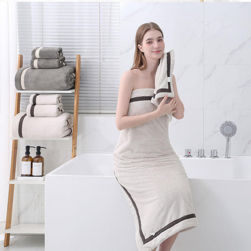 Set,Premium Towel-2 Sheets,2 Hand,2 6Piece) Bath Towel Microfiber Bathroom Extra Large Bath Washcloths,Super Soft