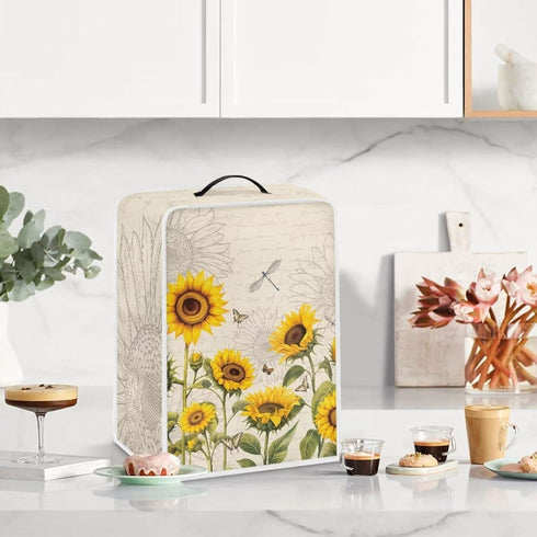 Sunflower Coffee Maker Cover Dustproof Waterproof Fabric Small Kitchen Appliances Covers Stand Mixer or Coffee Machine Fingerprint Protection Cover