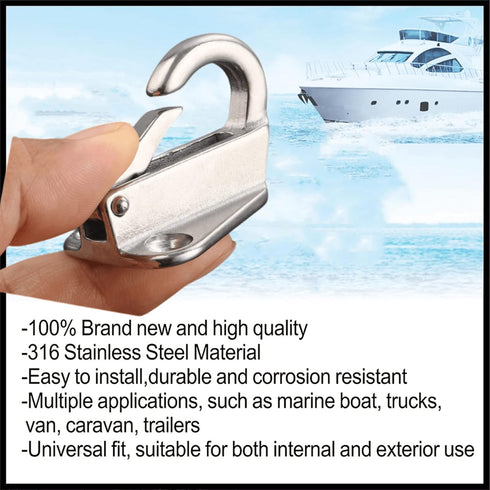 Stainless Steel 316 Fending Hooks, Fender Spring Hook Snap for Boat Sail Tug Ship Marine Hardware Accessories (2)