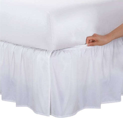 Bed Maker’s Never Lift Your Mattress Microfiber Wrap-Around Bed Skirt, Classic 14 Inch Drop Length, Twin, White