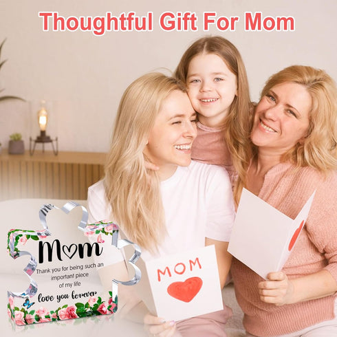 Mothers Day Mom Gifts for Mom Grandma Wife from Husband Daughter Son -Cute Engraved Acrylic Block Puzzle Piece