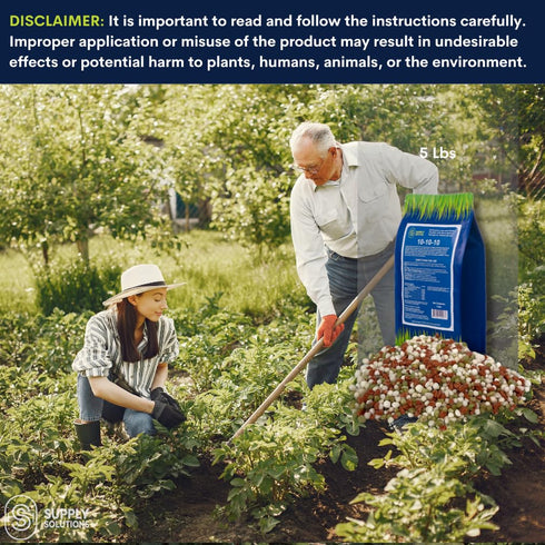 10-10-10 (5 Supply Solutions Complete Lawn & Garden Granular Fertilizer with Micronutrients Balanced NPK Plant Food