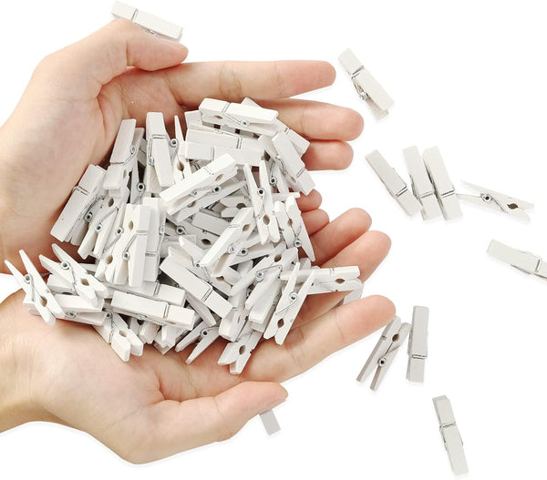 Mini Photo Clips, 128 Pcs Small Wooden Clothespins, 1.4 Inch for Baby Cloth, Pictures