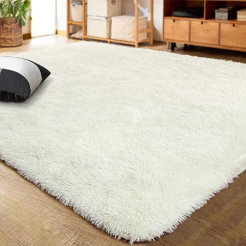 LOCHAS Ultra Soft Indoor Modern Area Rugs, Fluffy Living Room Carpets for Children Bedroom, 3x5 Feet, Cream