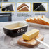 Countertop, Counter Black Butter Dish, ALELION Large Ceramic Butter Dish with Lid for Butter Keeper Container