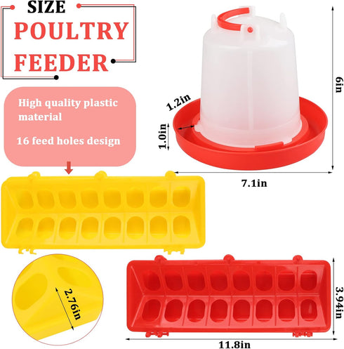 Eshylala 6 Pack Set, 1L Chicken Feeder Waterer Feeder Flip Top Feeding Dispenser with Anti-Spill Design for Pigeon