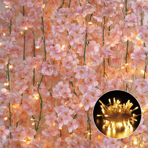Sunm Boutique 8-Pack 47.2 Ft Artificial Cherry Blossom Garland Cherry Blossom Hanging